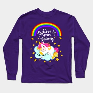 Unicorn Sleeping on a Cloud Long Sleeve T-Shirt